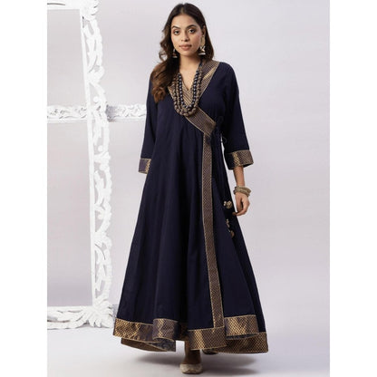 Spring Soul Cotton Mulmul Floor Length Full Ghera Angarkha Brocade and Zari Detailing Kurta