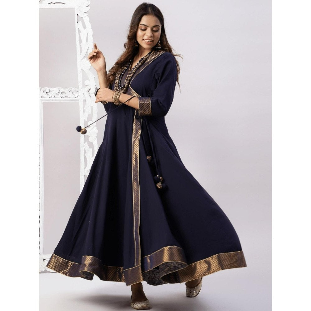 Spring Soul Cotton Mulmul Floor Length Full Ghera Angarkha Brocade and Zari Detailing Kurta