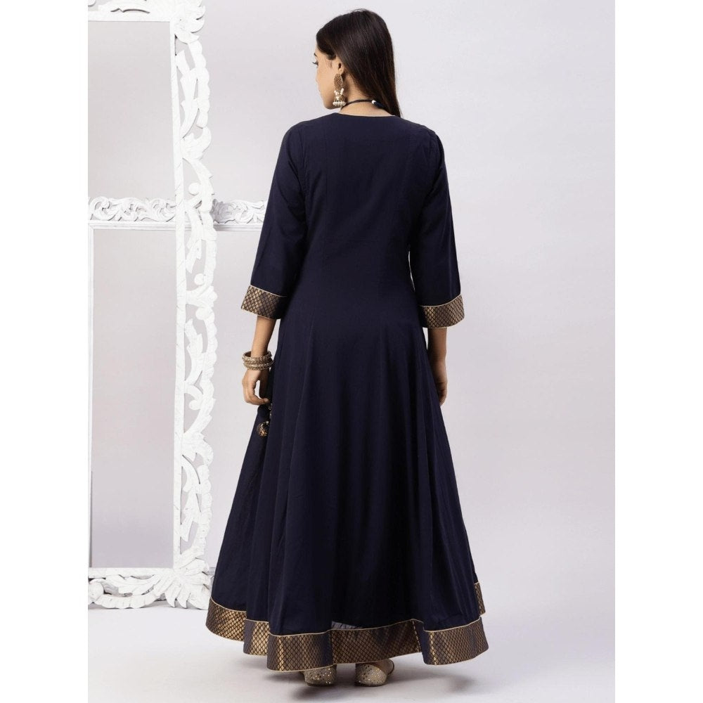Spring Soul Cotton Mulmul Floor Length Full Ghera Angarkha Brocade and Zari Detailing Kurta