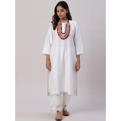 Spring Soul Chanderi Gold Zari Lines and Scallop Edges Kurta