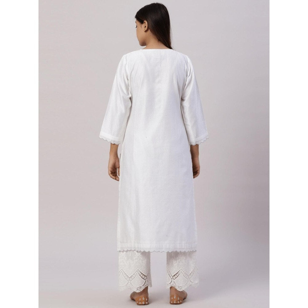Spring Soul Chanderi Gold Zari Lines and Scallop Edges Kurta