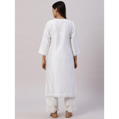 Spring Soul Chanderi Gold Zari Lines and Scallop Edges Kurta