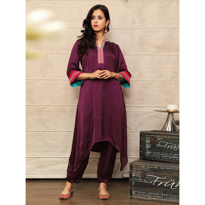 Spring Soul Wine Embroidered Co-Ord (Set of 2)