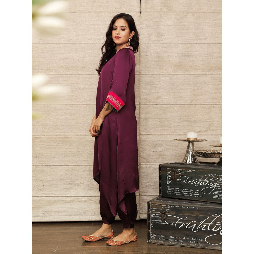 Spring Soul Wine Embroidered Co-Ord (Set of 2)