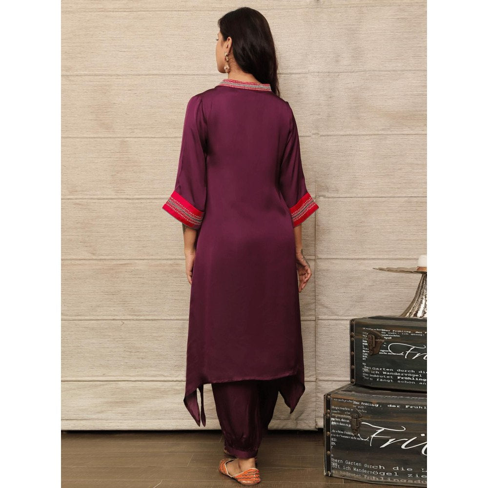 Spring Soul Wine Embroidered Co-Ord (Set of 2)