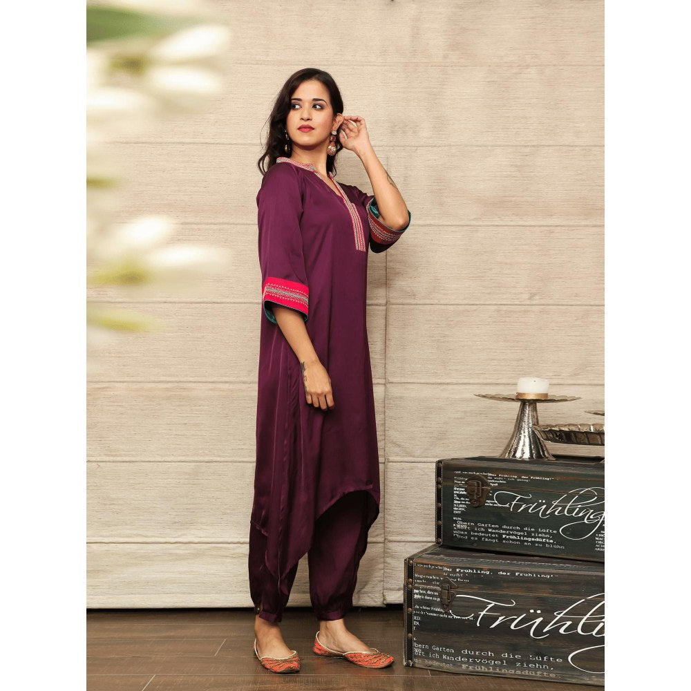 Spring Soul Wine Embroidered Co-Ord (Set of 2)