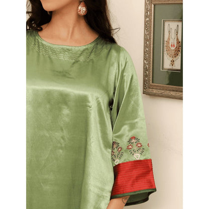 Spring Soul Colour Block Mashru Silk Kurta with Pant (Set of 2)