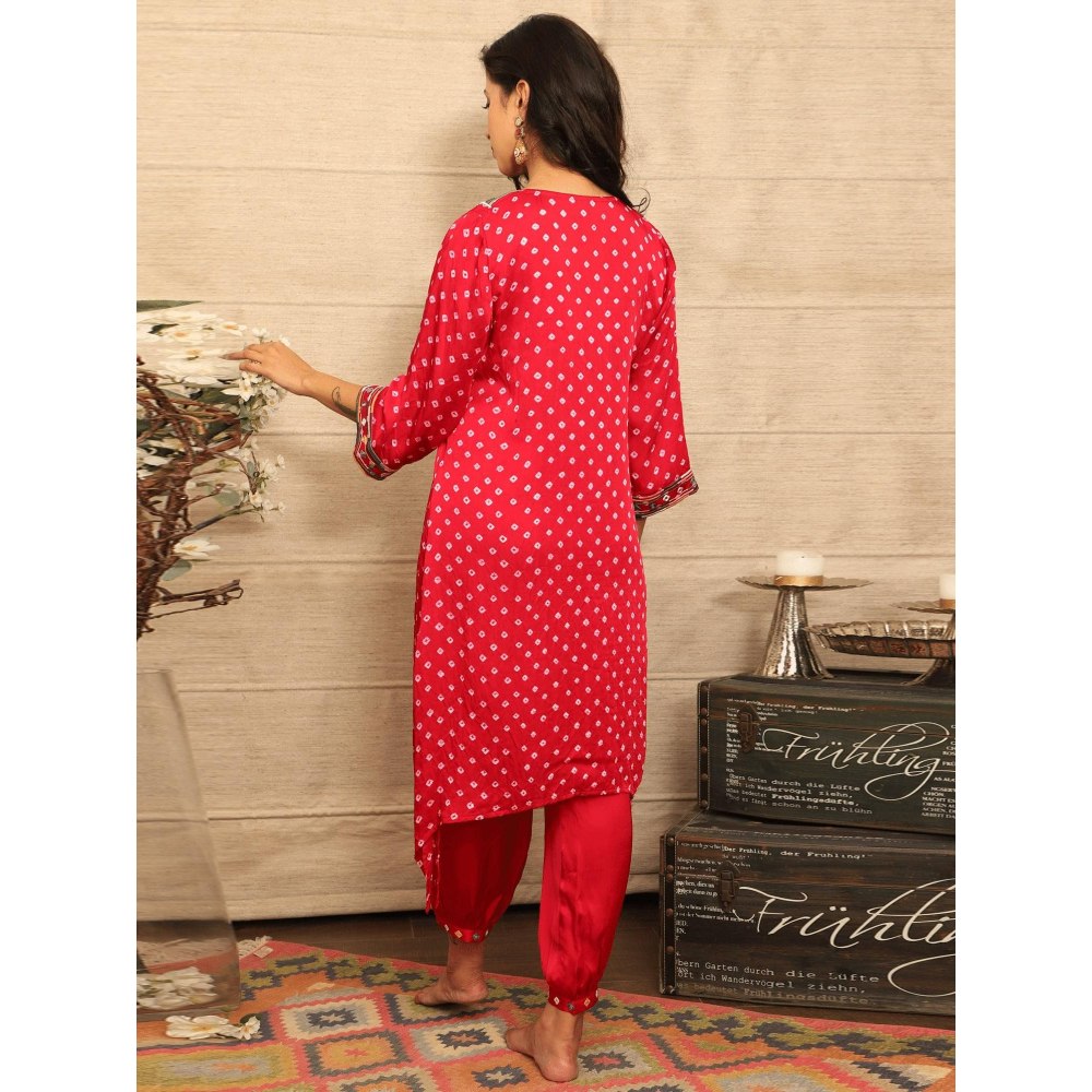 Spring Soul Red Embroidered Bandhani Co-Ord (Set of 2)