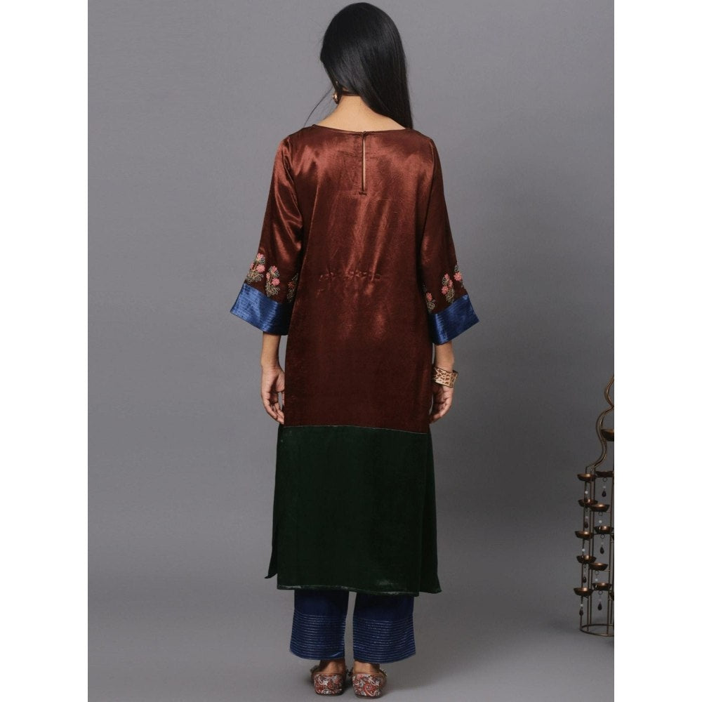 Spring Soul Colour Block Mashru Silk Kurta with Pant (Set of 2)