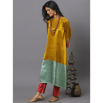 Spring Soul Colour Block Mashru Silk Kurta with Pant (Set of 2)