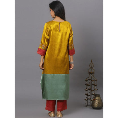 Spring Soul Colour Block Mashru Silk Kurta with Pant (Set of 2)