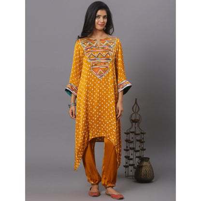 Spring Soul Mustard Embroidered Bandhani Co-Ord (Set of 2)