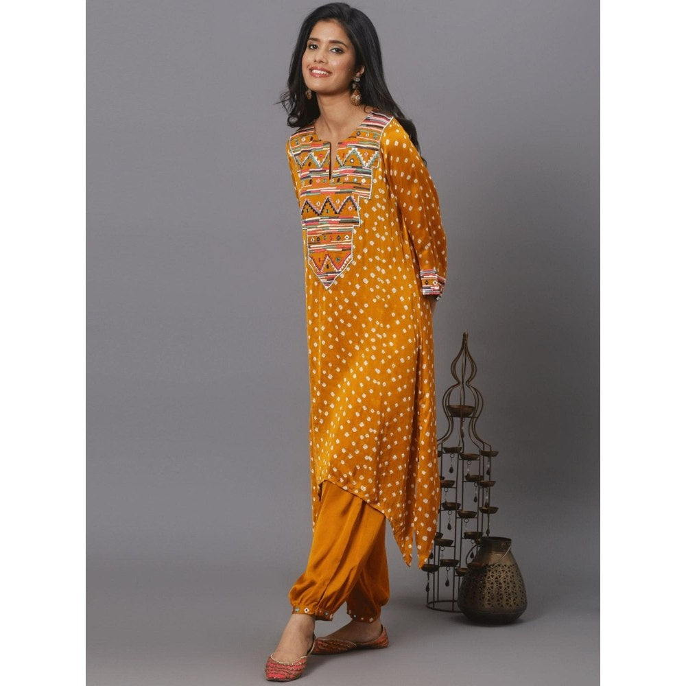 Spring Soul Mustard Embroidered Bandhani Co-Ord (Set of 2)