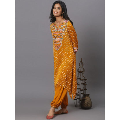 Spring Soul Mustard Embroidered Bandhani Co-Ord (Set of 2)