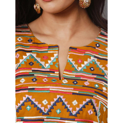 Spring Soul Mustard Embroidered Bandhani Co-Ord (Set of 2)