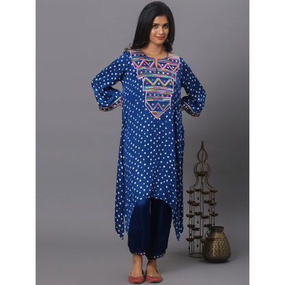 Spring Soul Blue Embroidered Bandhani Co-Ord (Set of 2)