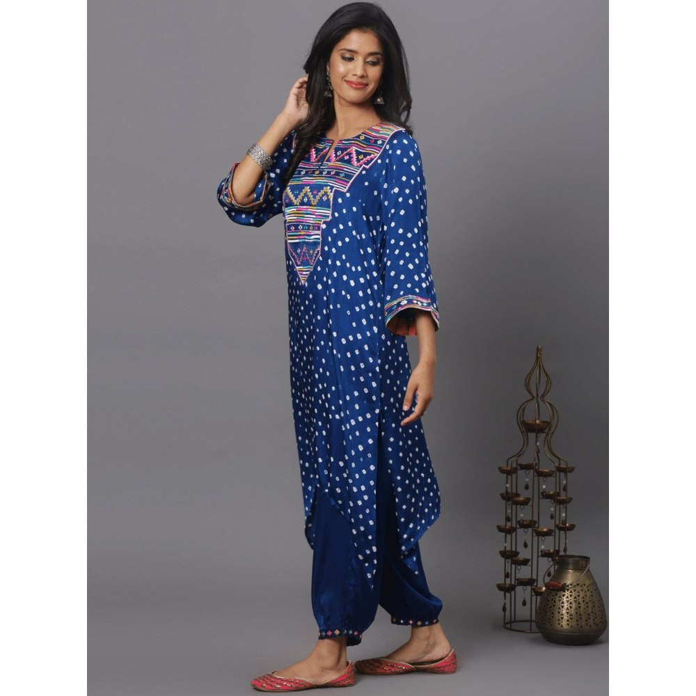 Spring Soul Blue Embroidered Bandhani Co-Ord (Set of 2)