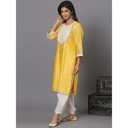 Spring Soul Yellow Embroidered Kurta and Harem Pant (Set of 2)