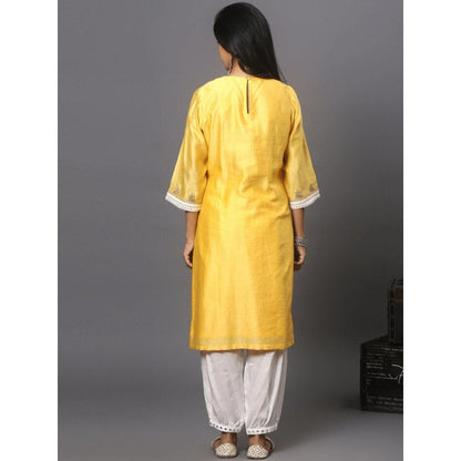 Spring Soul Yellow Embroidered Kurta and Harem Pant (Set of 2)