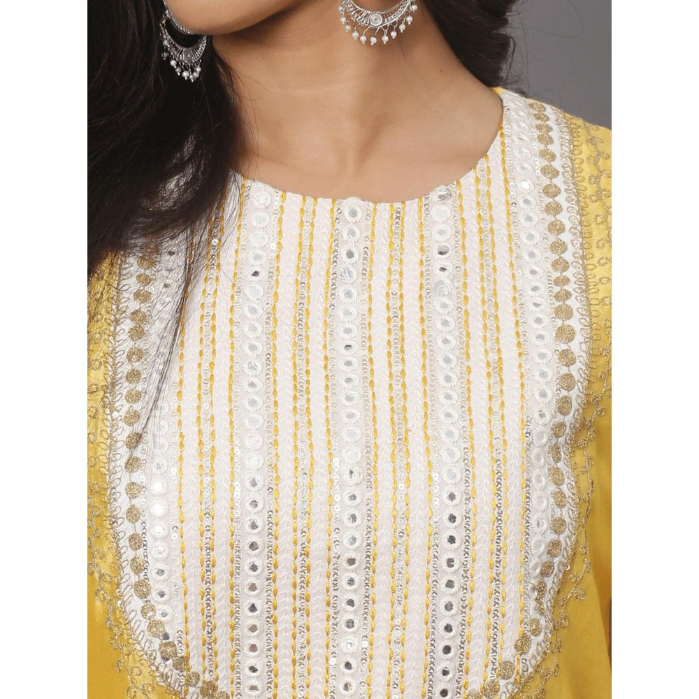 Spring Soul Yellow Embroidered Kurta and Harem Pant (Set of 2)