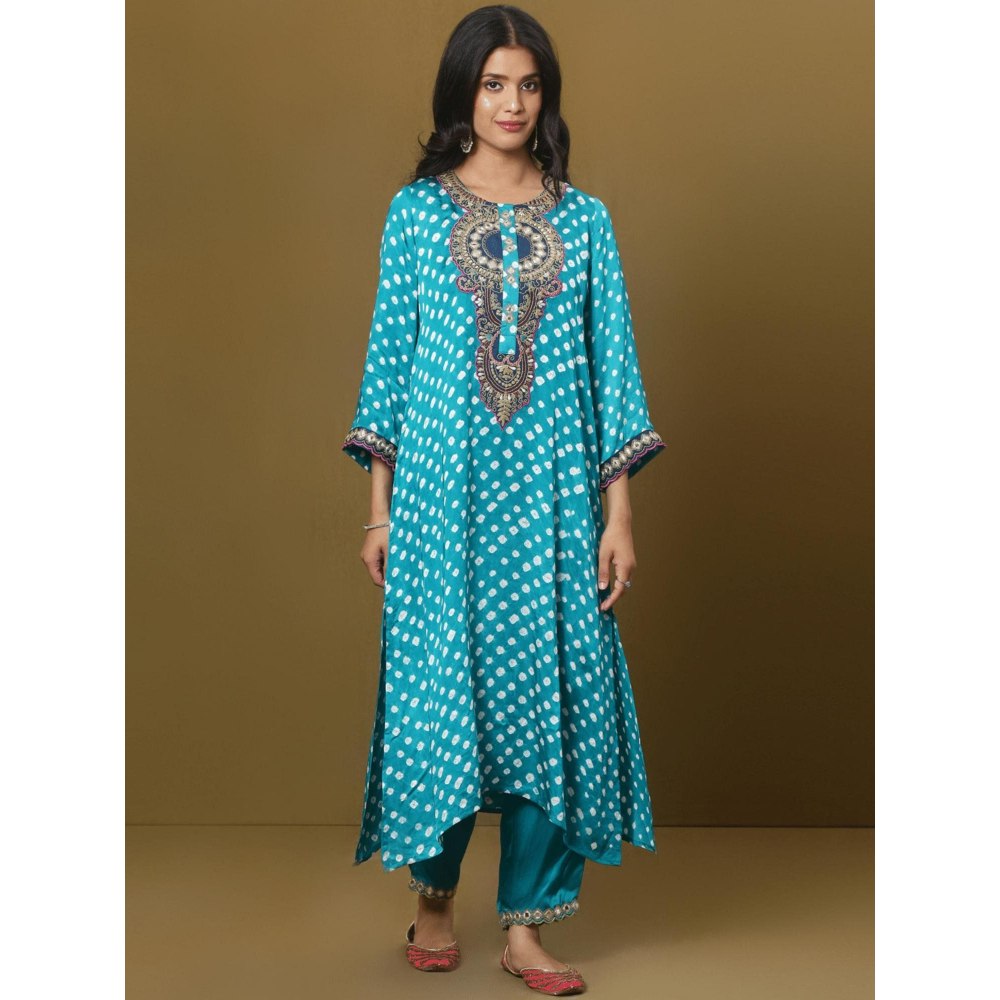 Spring Soul Bandhani Asymmetric Kurta and Pant (Set of 2)