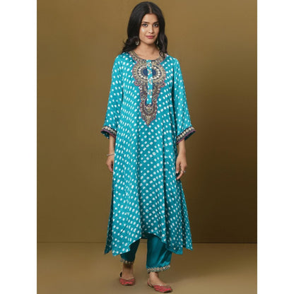 Spring Soul Bandhani Asymmetric Kurta and Pant (Set of 2)