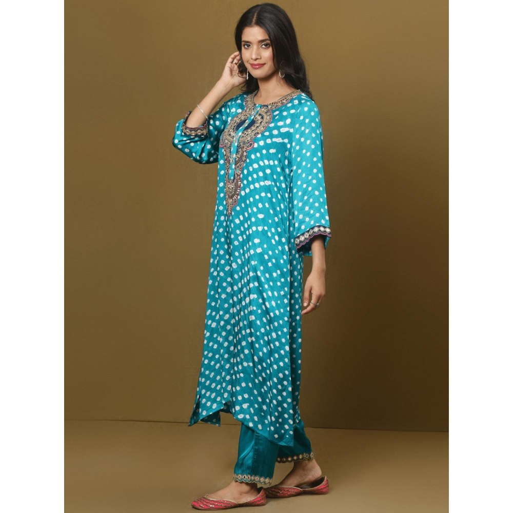 Spring Soul Bandhani Asymmetric Kurta and Pant (Set of 2)
