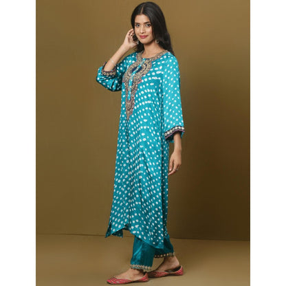 Spring Soul Bandhani Asymmetric Kurta and Pant (Set of 2)
