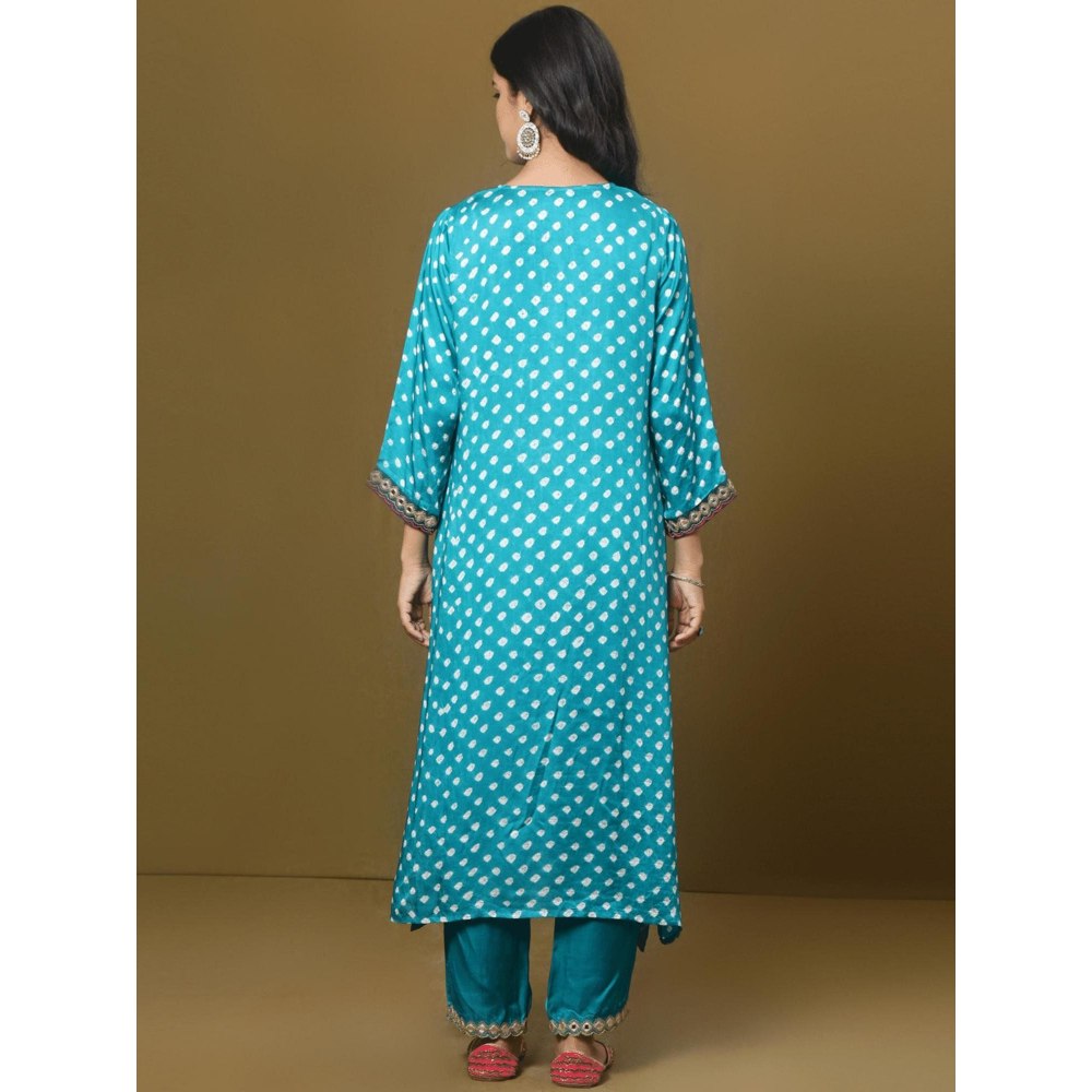 Spring Soul Bandhani Asymmetric Kurta and Pant (Set of 2)
