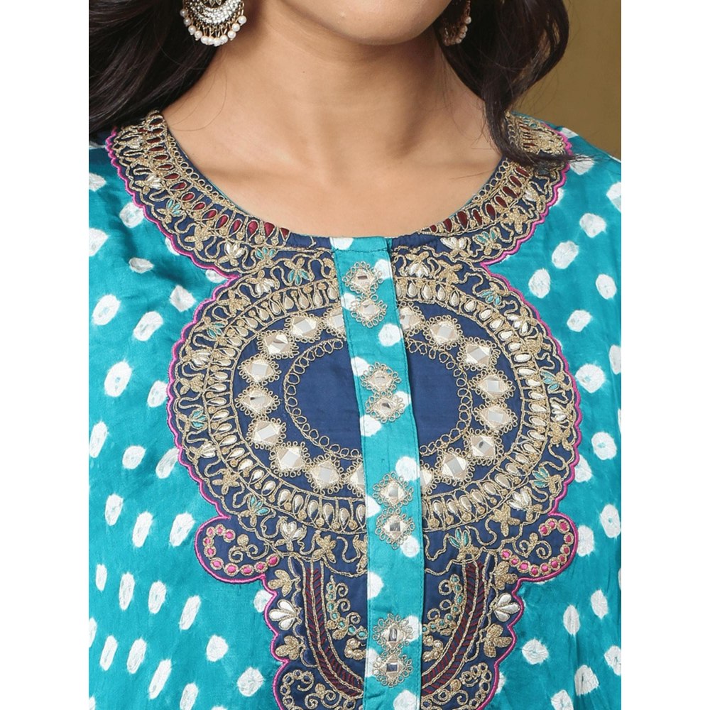Spring Soul Bandhani Asymmetric Kurta and Pant (Set of 2)
