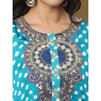 Spring Soul Bandhani Asymmetric Kurta and Pant (Set of 2)