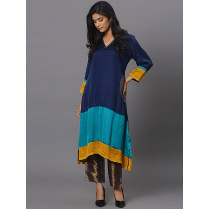 Spring Soul Colour Block Kurta with Brocade Pant (Set of 2)