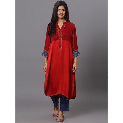 Spring Soul Colour Block Kurta with Sleeves Detailing and Pant (Set of 2)