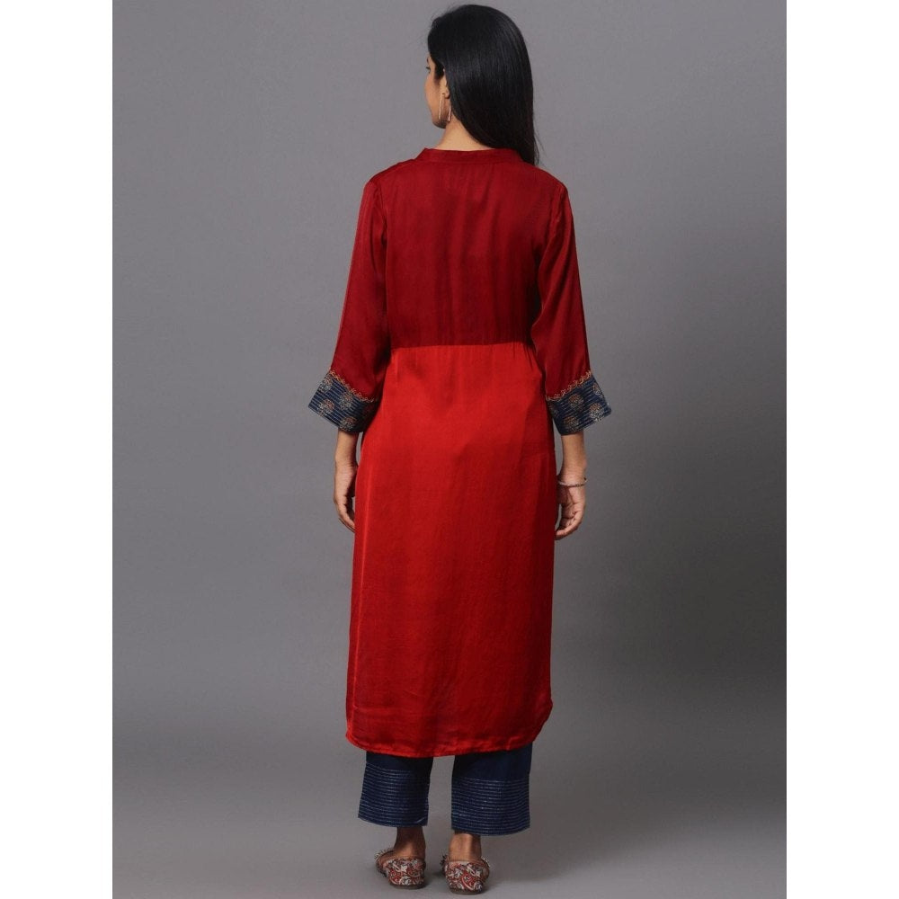 Spring Soul Colour Block Kurta with Sleeves Detailing and Pant (Set of 2)