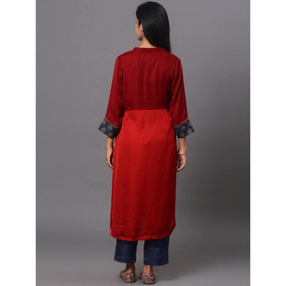 Spring Soul Colour Block Kurta with Sleeves Detailing and Pant (Set of 2)