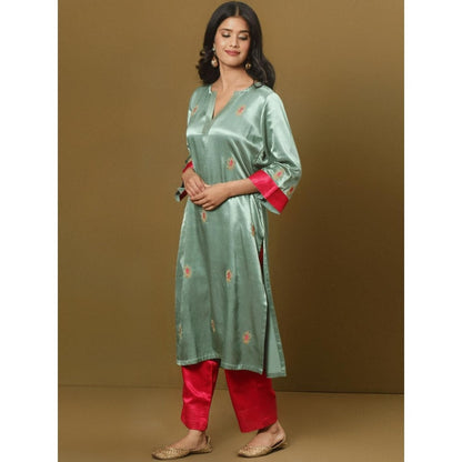 Spring Soul Embroidered Mashru Silk Kurta and Pant (Set of 2)