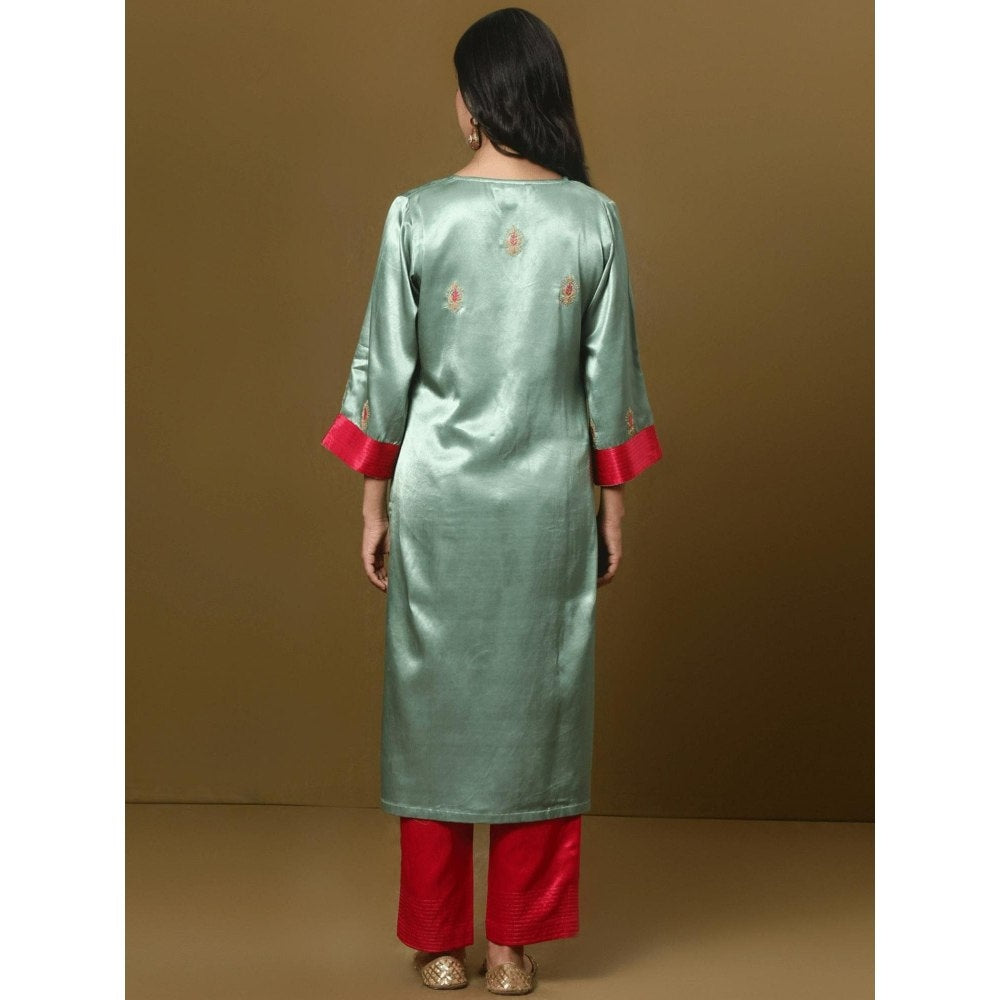 Spring Soul Embroidered Mashru Silk Kurta and Pant with Dupatta (Set of 3)