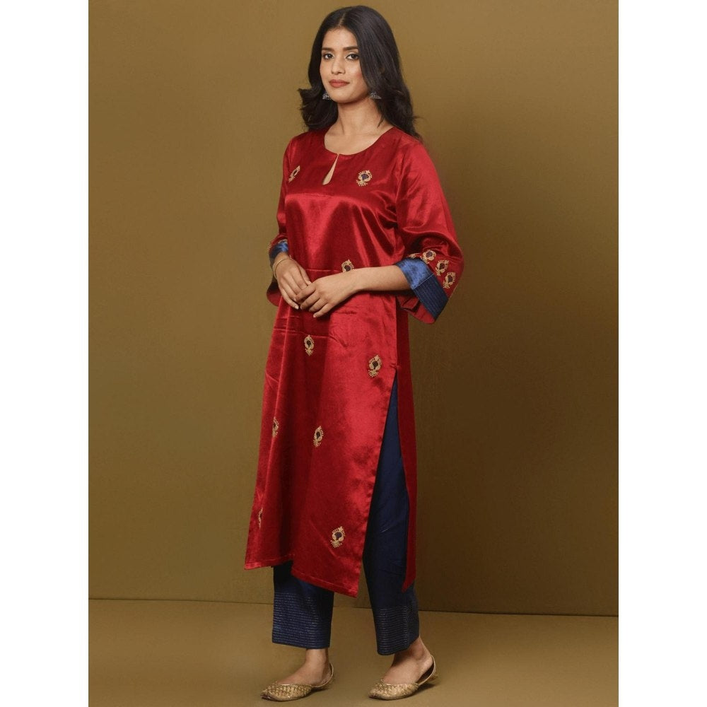 Spring Soul Embroidered Mashru Silk Kurta and Pant (Set of 2)