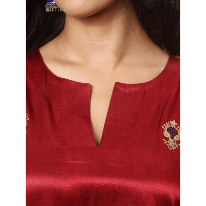 Spring Soul Embroidered Mashru Silk Kurta and Pant (Set of 2)