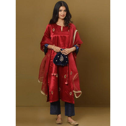 Spring Soul Embroidered Mashru Silk Kurta and Pant with Dupatta (Set of 3)