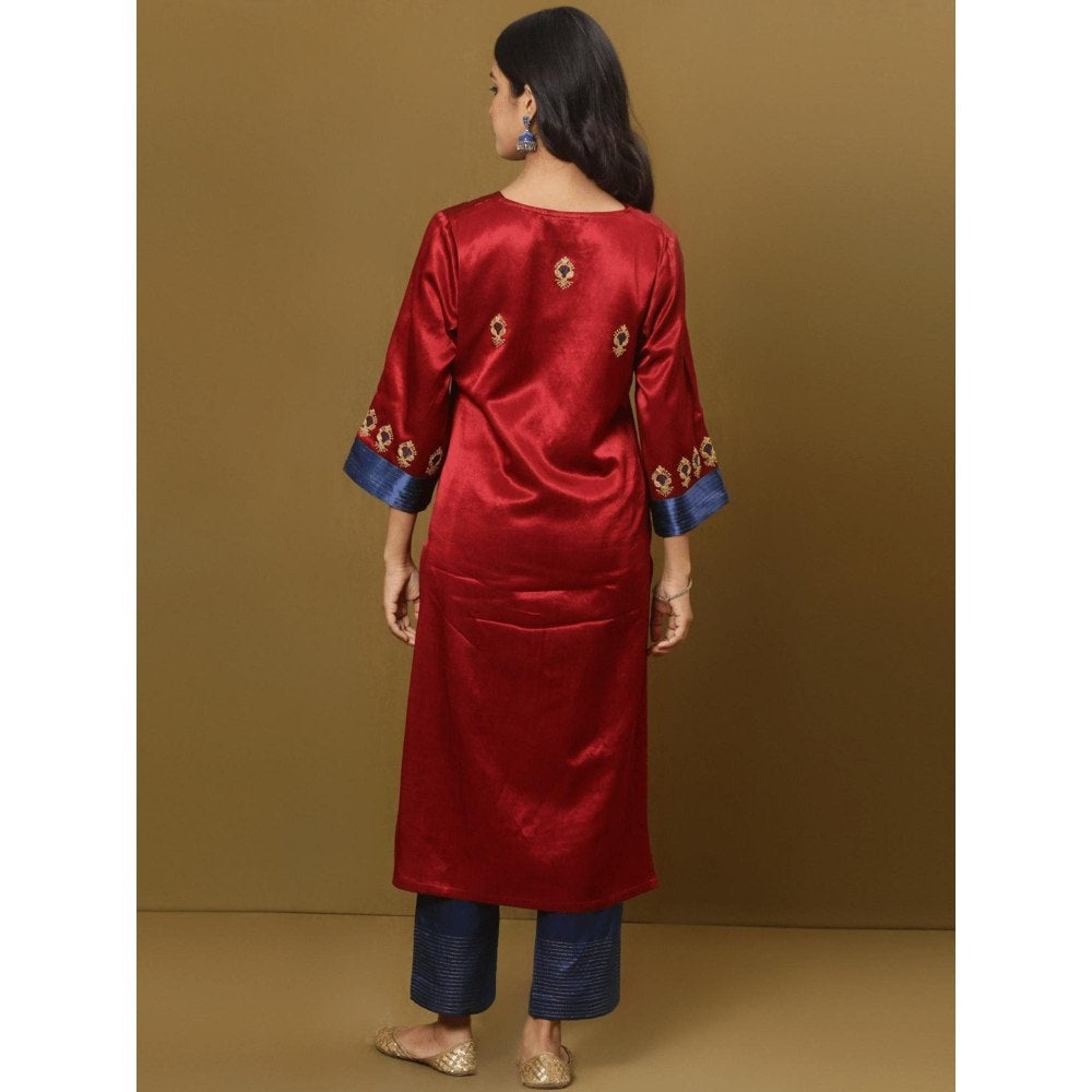 Spring Soul Embroidered Mashru Silk Kurta and Pant with Dupatta (Set of 3)