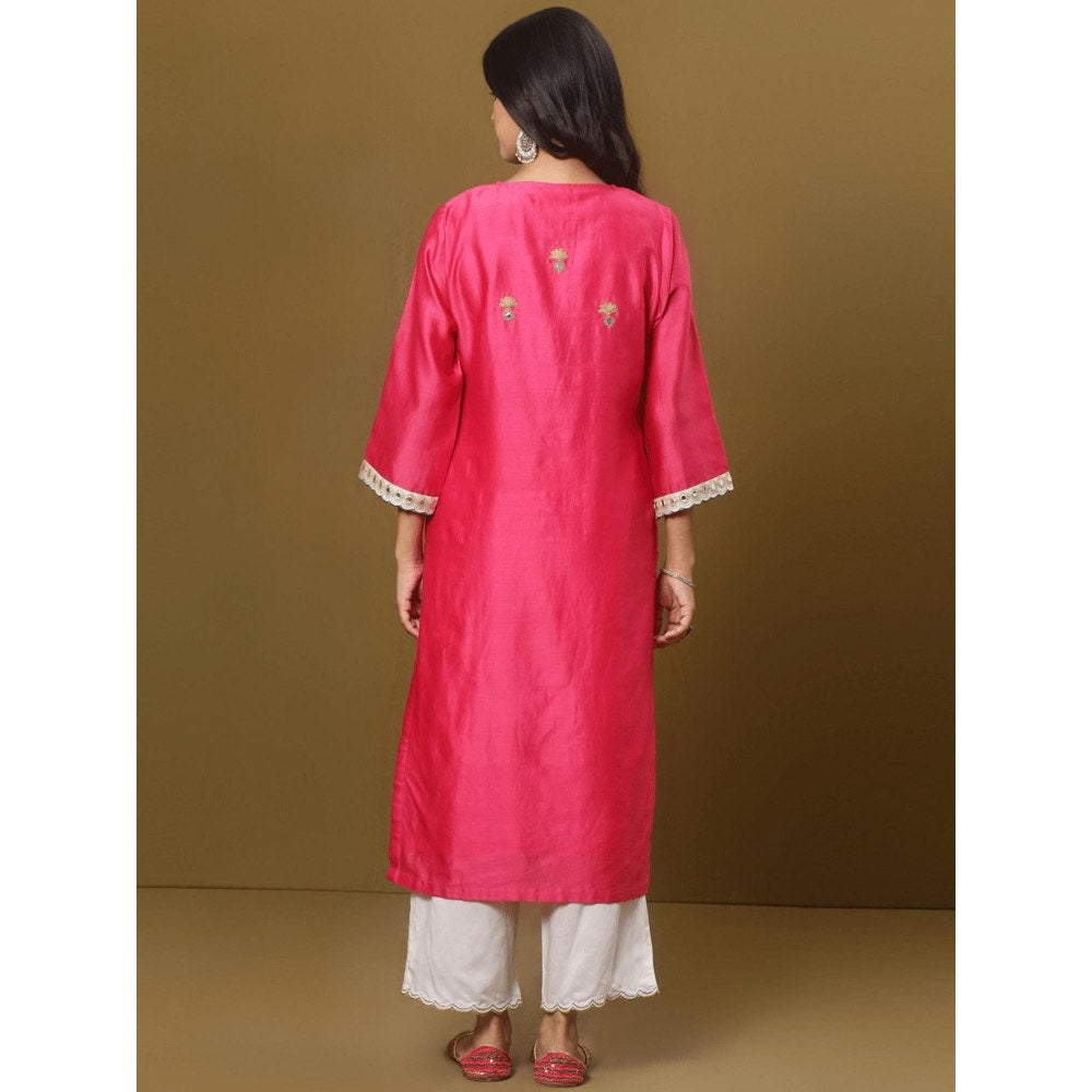 Spring Soul Fuchsia Pink Chanderi Kurta and Pant (Set of 2)