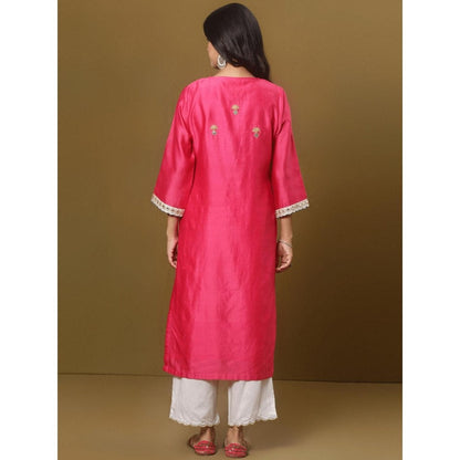 Spring Soul Fuchsia Pink Chanderi Kurta and Pant (Set of 2)