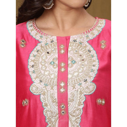 Spring Soul Fuchsia Pink Chanderi Kurta and Pant (Set of 2)