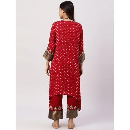 Spring Soul Red Modal Silk Kurta with Pant (Set of 2)
