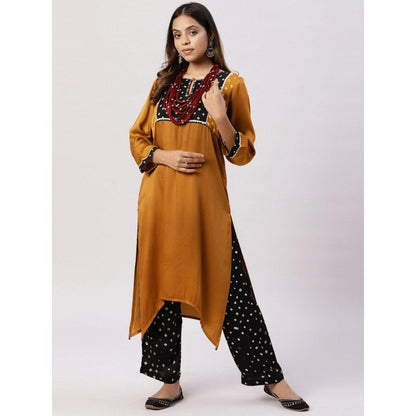 Spring Soul Mustard Yellow Bandhani Print Kurta and Pant (Set of 2)