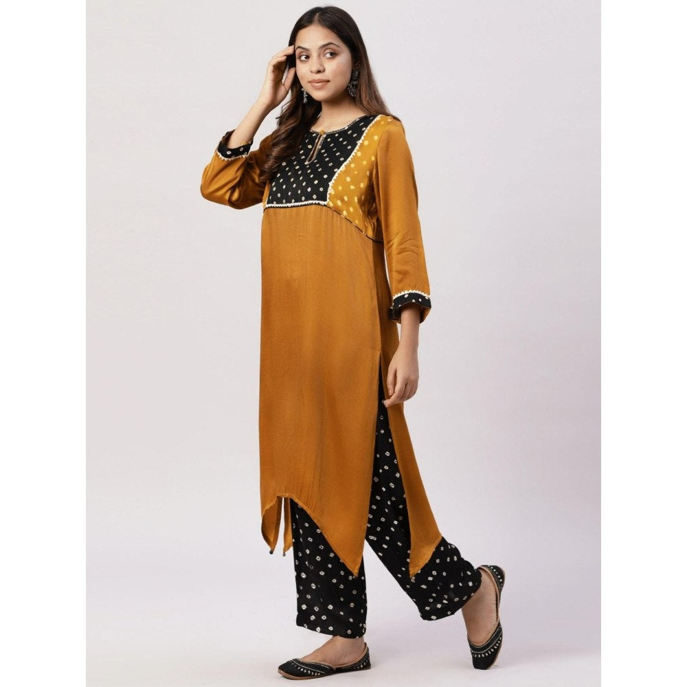 Spring Soul Mustard Yellow Bandhani Print Kurta and Pant (Set of 2)