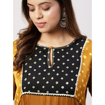 Spring Soul Mustard Yellow Bandhani Print Kurta and Pant (Set of 2)