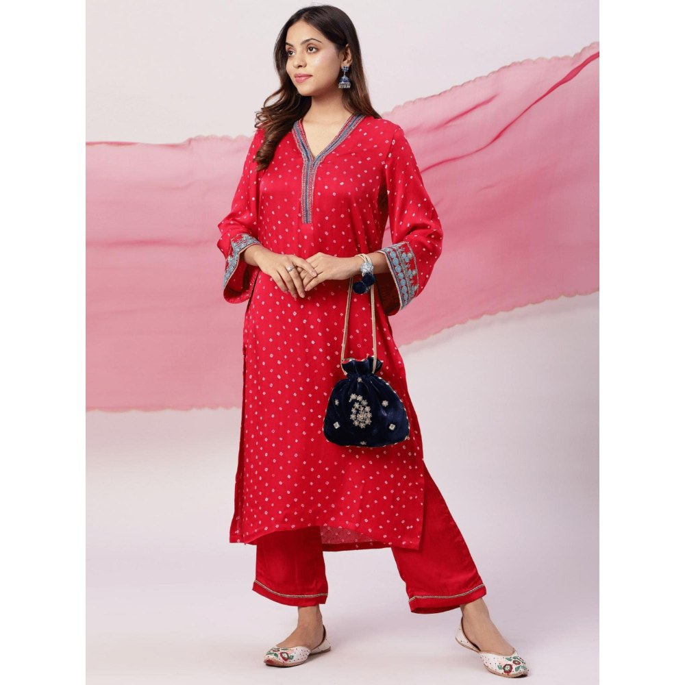 Spring Soul Modal Silk Bandhani Kurta and Pant with Dupatta (Set of 3)