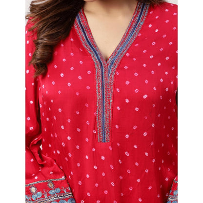 Spring Soul Modal Silk Bandhani Kurta and Pant with Dupatta (Set of 3)